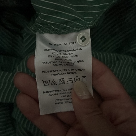 Anthropologie Maeve Green & White Striped Button Down Tie Front Blouse Women’s S - Picture 8 of 8